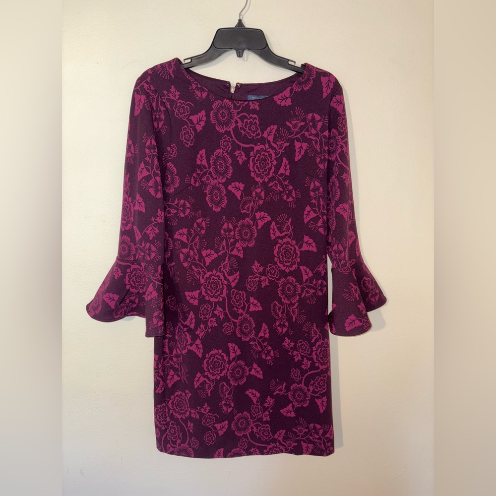 Tommy Hilfiger Long Sleeve Burgundy Floral Dress Size Women’s 10